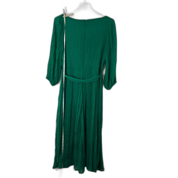 DKNY Green Dress Surplice Neck High Low Hem and 3/4 Length Sleeve Back Zip - Picture 5 of 8